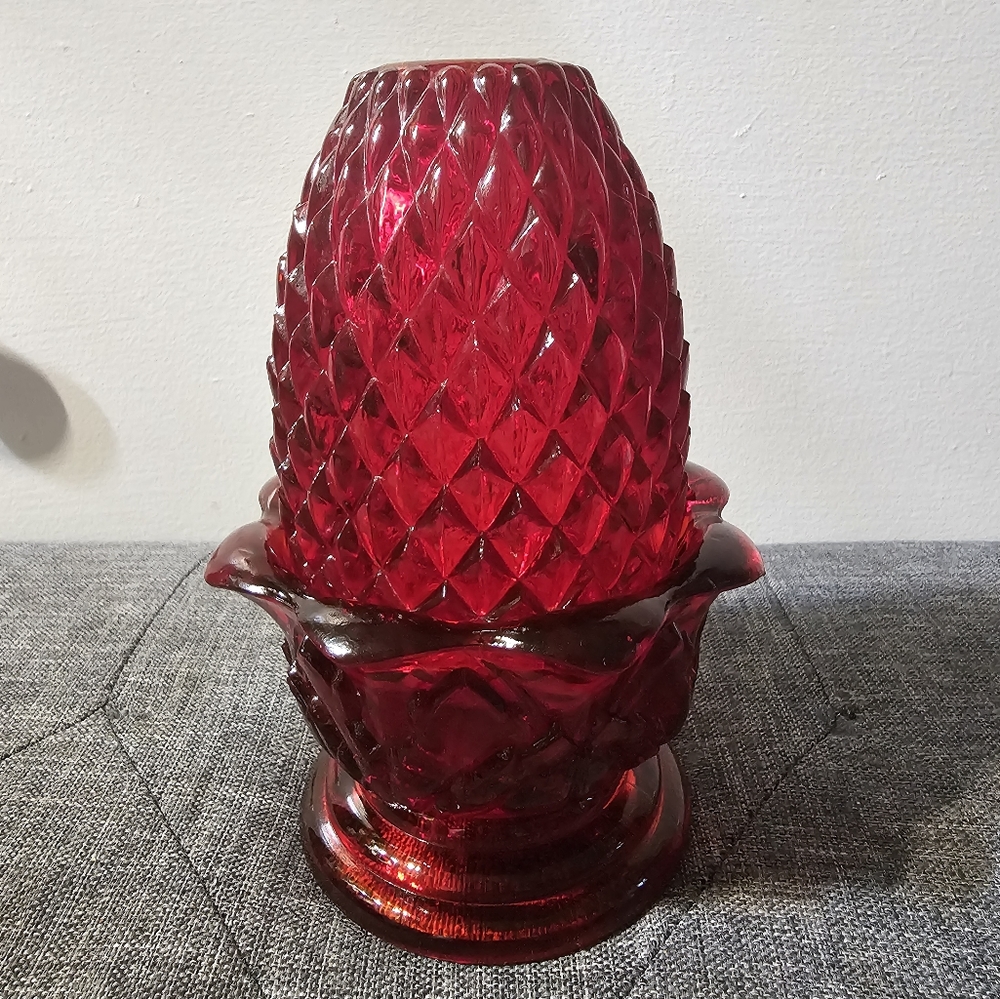 Brooke Crescent Amberina Pineapple Diamond Point Fairy Lamp